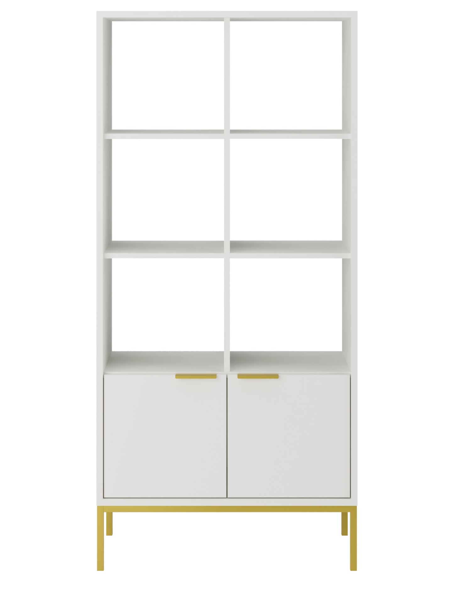 Estante "AUSTIN" - 40×80×171,3 cm - Branco e Dourado - Design Moderno