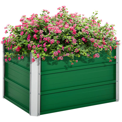 Outsunny Caixa de Plantio de Aço com Luvas Caixa de Plantio Retangular para Cultivos de Plantas Flores para Terraço Jardim 66x47x40cm Verde