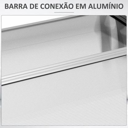 Outsunny Marquise de Proteção 200x96 cm Marquise Exterior para Portas e Janelas contra o Sol e Chuva com Suporte de PP Policarbonato Transparente