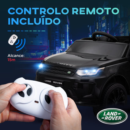 AIYAPLAY Carro Elétrico para Crianças acima de 3 Anos com Licença Land Rover Discovery Sport Carro Elétrico Infantil com Bateria 12V Controlo Remoto Faróis Buzina e Música 106x65,5x51 cm Preto