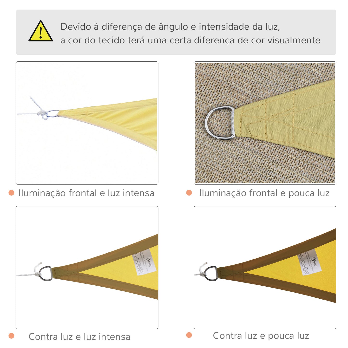 Outsunny Vela de Sombra Triangular 6x6x6 m Toldo Vela de Poliéster com Proteção UV Aneis em Forma de D e Cordas para Jardim Pátio Piscina Areia