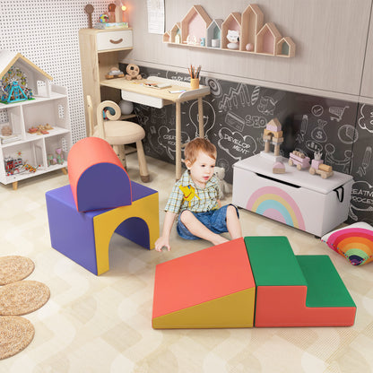 HOMCOM Conjunto de 4 Blocos de Espuma para Crianças de 1-3 Anos Figuras de Construção Brinquedo de Aprendizagem Infantil Estofado em PU 150x50x39cm Multicor