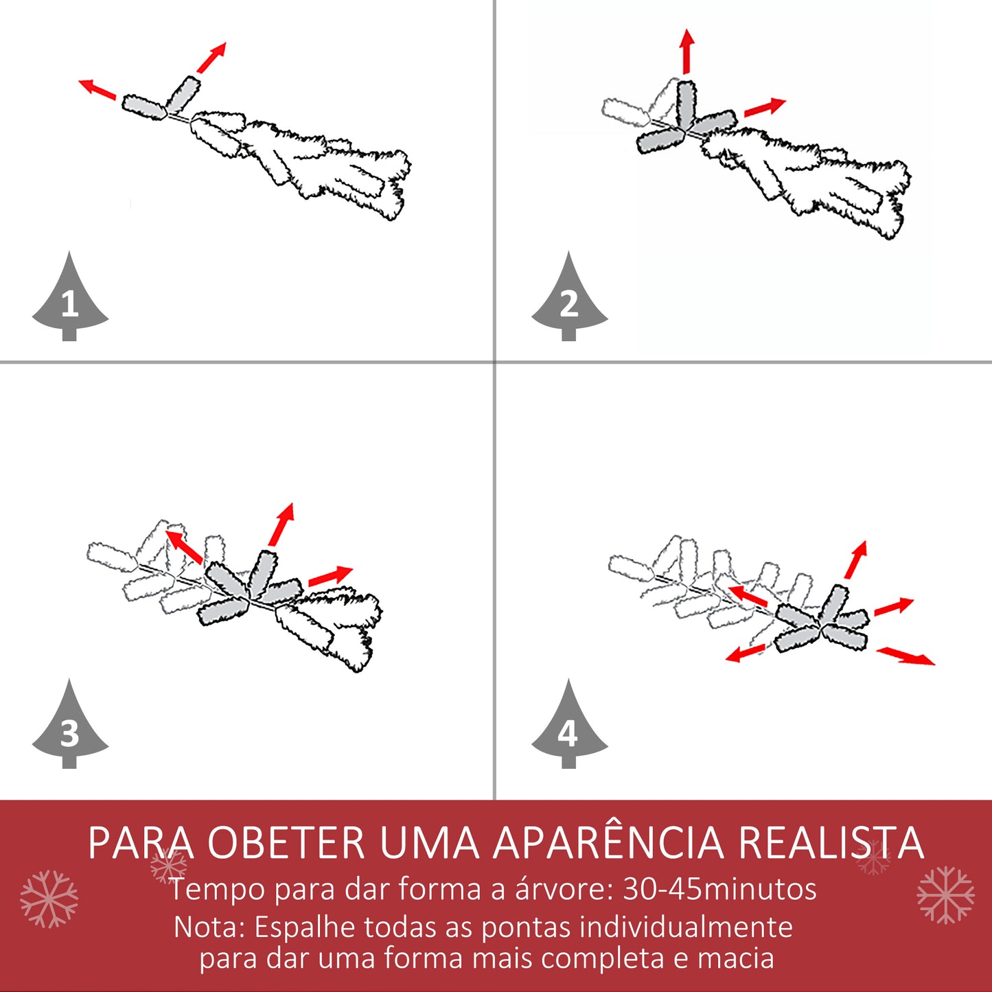 Árvore de Natal Artificial 225cm com Neve Ignífugo com 1300 Ramos Folhas de PVC Base Dobrável e Suporte Metálico Decoração de Natal para Interiores Verde