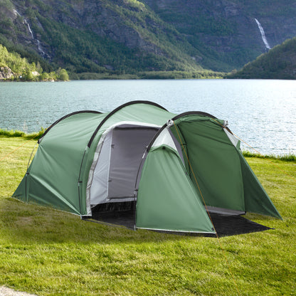 Outsunny Barraca Tenda Família para 3-4 Pessoas Dobrável À Prova de Água 2000+ mm À Prova de UV 20+ com Vestíbulo 426x206x154 cm Verde