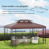 Toldo de Substituição 4x3 m para Pérgola de Jardim – Dupla Camada, Respirável e com 10 Orifícios de Drenagem