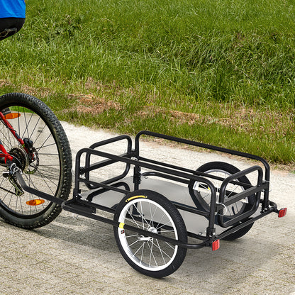 PawHut Reboque Trailer de bicicleta para carga de 450 kg Carregamento de Bagagem Armação de aço Leve com refletores