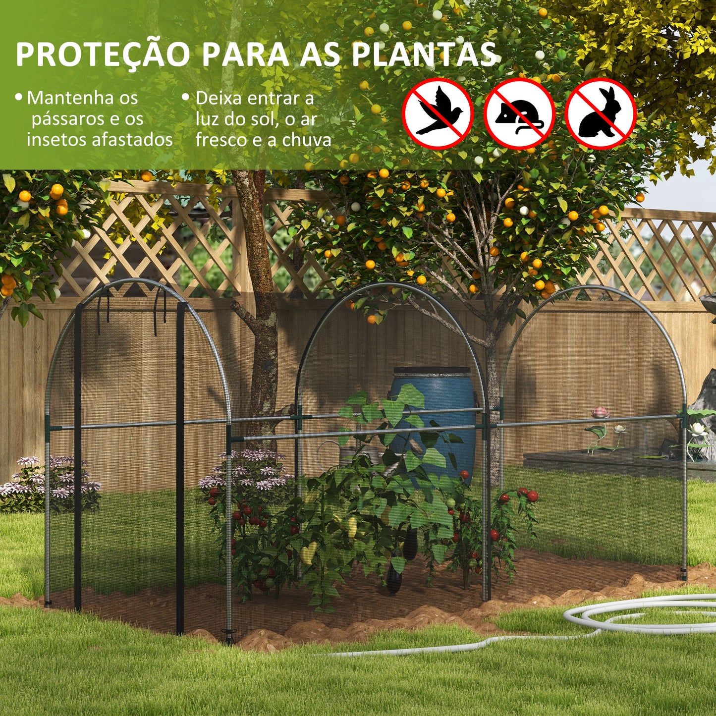 Outsunny Estufa de Cultivo Estufa de Proteção com Suportes Porta com Fecho de Correr e Anti-UV para Proteger as Plantas no Jardim Terraço Pátio 120x300x146 cm Preto