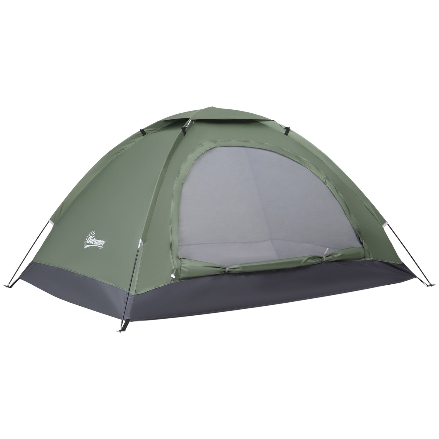 Outsunny Tenda de Campismo para 2 Pessoas Tenda de Campismo Dobrável com 2 Janelas de Malha Bolso Interior Bolsa de Transporte e Estrutura de Fibra de Vidro 206x152x110 cm Verde