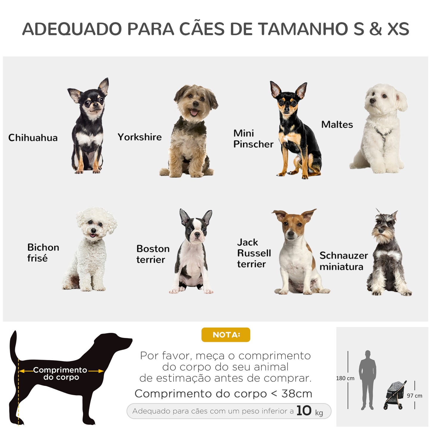 PawHut Carrinho para Cães Carrinho para Animais de Estimação com 2 Entradas Janela de Malha Cesta de Armazenamento Cinto de Segurança e Almofada 80x44,5x97 cm Preto