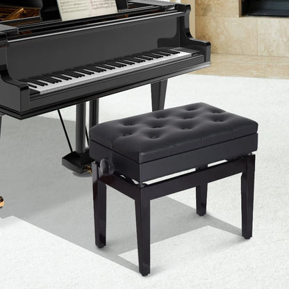 Banco de Piano com Espaço de Armazenamento Altura Ajustável com Assento Acolchoado Carga 200 kg 54,5x33x48-58 cm Preto