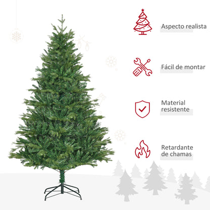 Árvore de Natal Artificial 180cm com 1443 Ramos Folhas de PVC Base Dobrável e Suporte Metálico Decoração de Natal para Interiores Verde