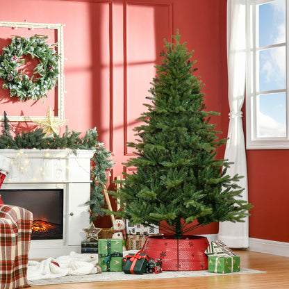 Árvore de Natal Artificial 180cm com 1443 Ramos Folhas de PVC Base Dobrável e Suporte Metálico Decoração de Natal para Interiores Verde