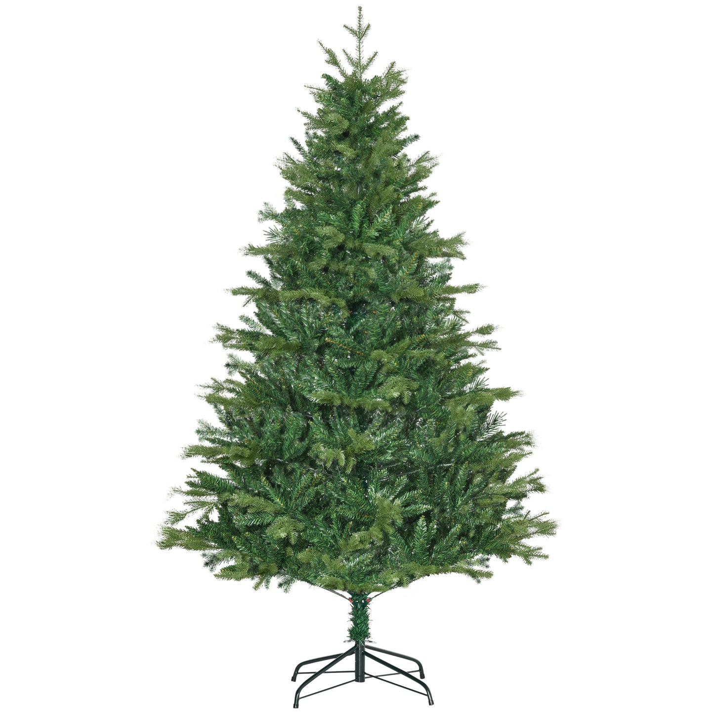 Árvore de Natal Artificial 180cm com 1443 Ramos Folhas de PVC Base Dobrável e Suporte Metálico Decoração de Natal para Interiores Verde