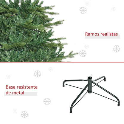 Árvore de Natal Artificial 180cm com 1443 Ramos Folhas de PVC Base Dobrável e Suporte Metálico Decoração de Natal para Interiores Verde