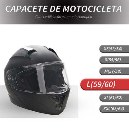 HOMCOM Capacete de Moto Integral Tamanho L-59cm Capacete de Motocicleta com Dupla Viseira Cabeçote Anticolisão com Certificação Europeia Unisex Cor Preta