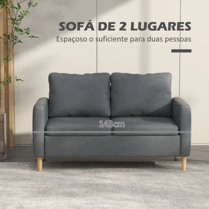 Sofá Outa de 2 Lugares Estofado em MicroFibra com 2 Bolsos Laterais - Design Moderno