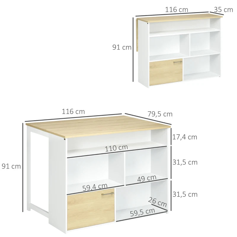 Ilha de Cozinha Nord com Mesa Alta Extensível - Design Moderno