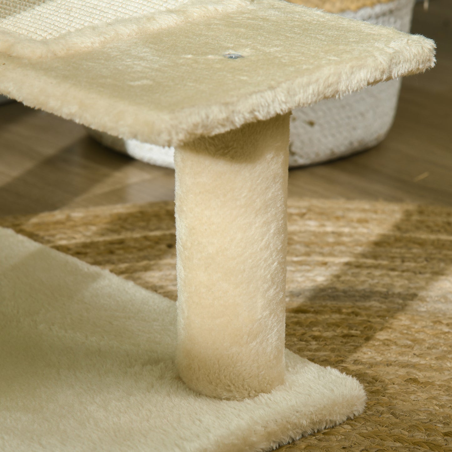 PawHut Árvore para gato Poste para arranhar com cama de plataforma e cobertor de sisal de veludo bege - 50x50x100cm