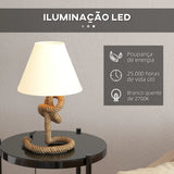 Candeeiro de Mesa Tork em Corda de Canhamo com Luz LED - Design Natura