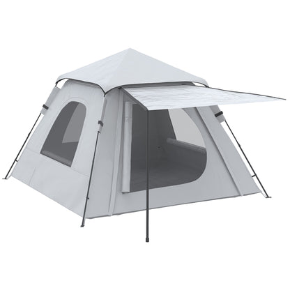 Outsunny Tenda de Campismo para 2-3 Pessoas Tenda de Campismo Impermeável PU2000 mm Proteção UV50+ com Bolsa de Transporte 210x210x150 cm Prata