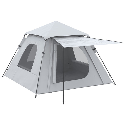 Outsunny Tenda de Campismo para 2-3 Pessoas Tenda de Campismo Impermeável PU2000 mm Proteção UV50+ com Bolsa de Transporte 210x210x150 cm Prata