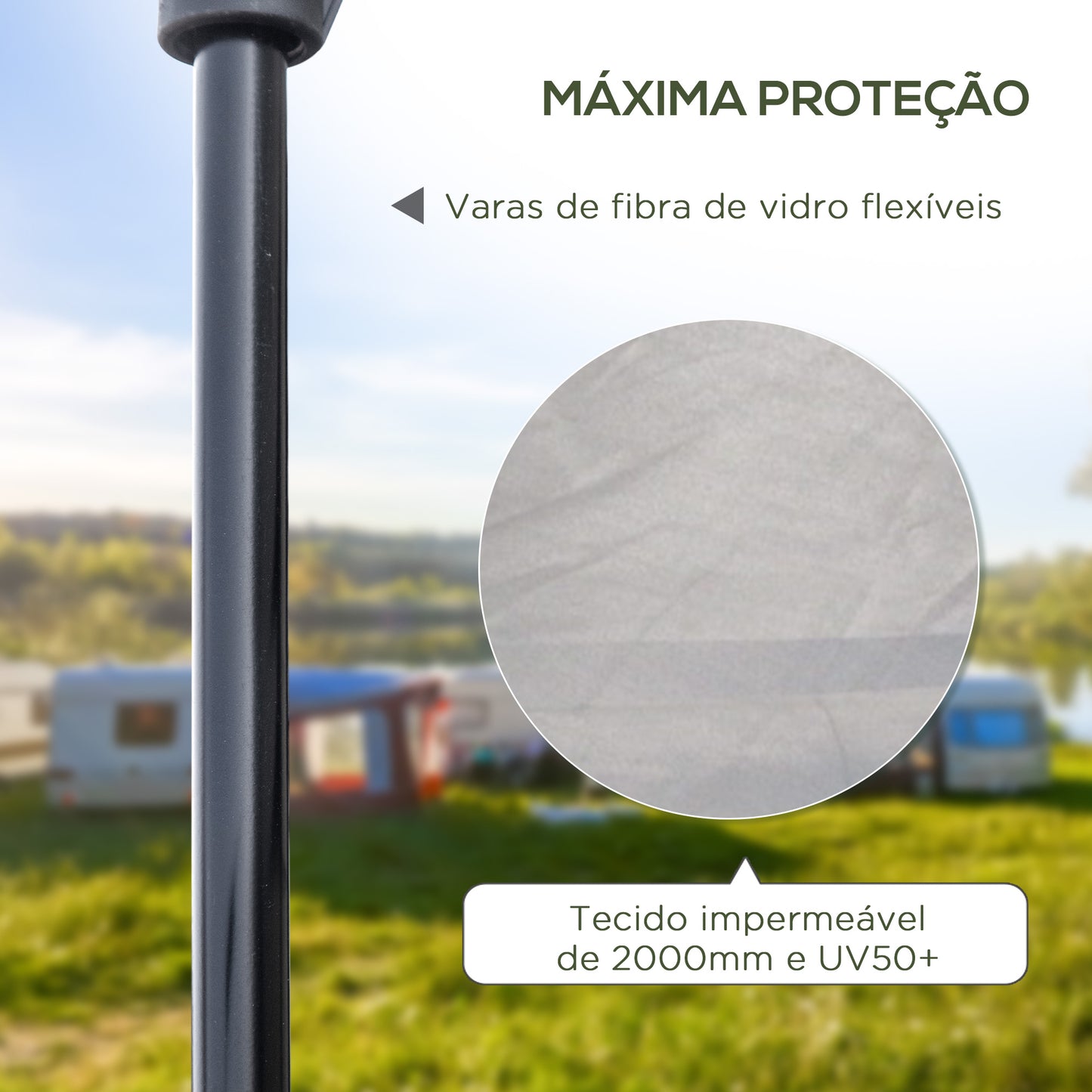 Outsunny Tenda de Campismo para 2-3 Pessoas Tenda de Campismo Impermeável PU2000 mm Proteção UV50+ com Bolsa de Transporte 210x210x150 cm Prata