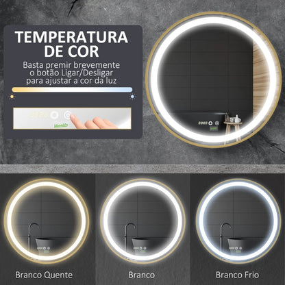 Espelho LED Florence Dourado de Casa de Banho - Design Moderno