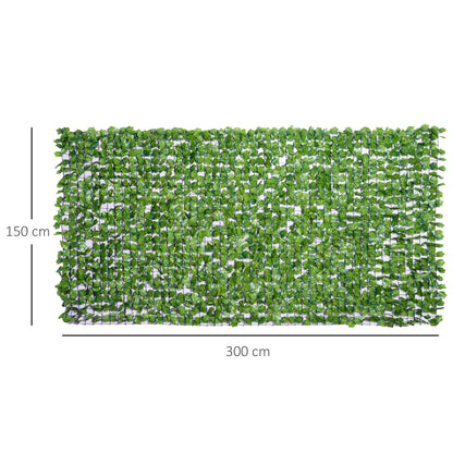 Outsunny Vedação Artificial em Rolo 3x1,5m Vedação de Privacidade para Balcão Jardim Exterior Planta Decorativa de Parede PE Verde