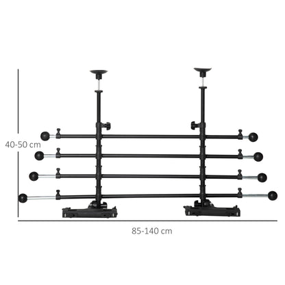 PawHut Grade de Segurança de Carro para Cães Ajustável em Largura e Altura 85-140x40x50cm Grade Separadora para Porta Malas de Carro Universal Metal Preto