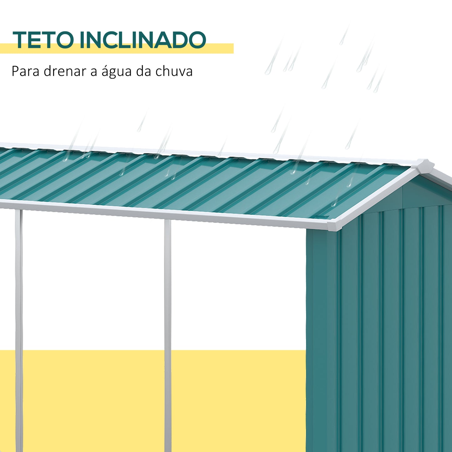 Outsunny Abrigo para Lenhas de Aço Galvanizado Abrigo de Armazenamento de Lenha com Teto Inclinado para Jardim Varanda Pátio 240x86x160 cm Verde