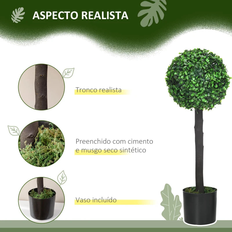 Conjunto de 2 Plantas Artificiais Buxos de 60cm