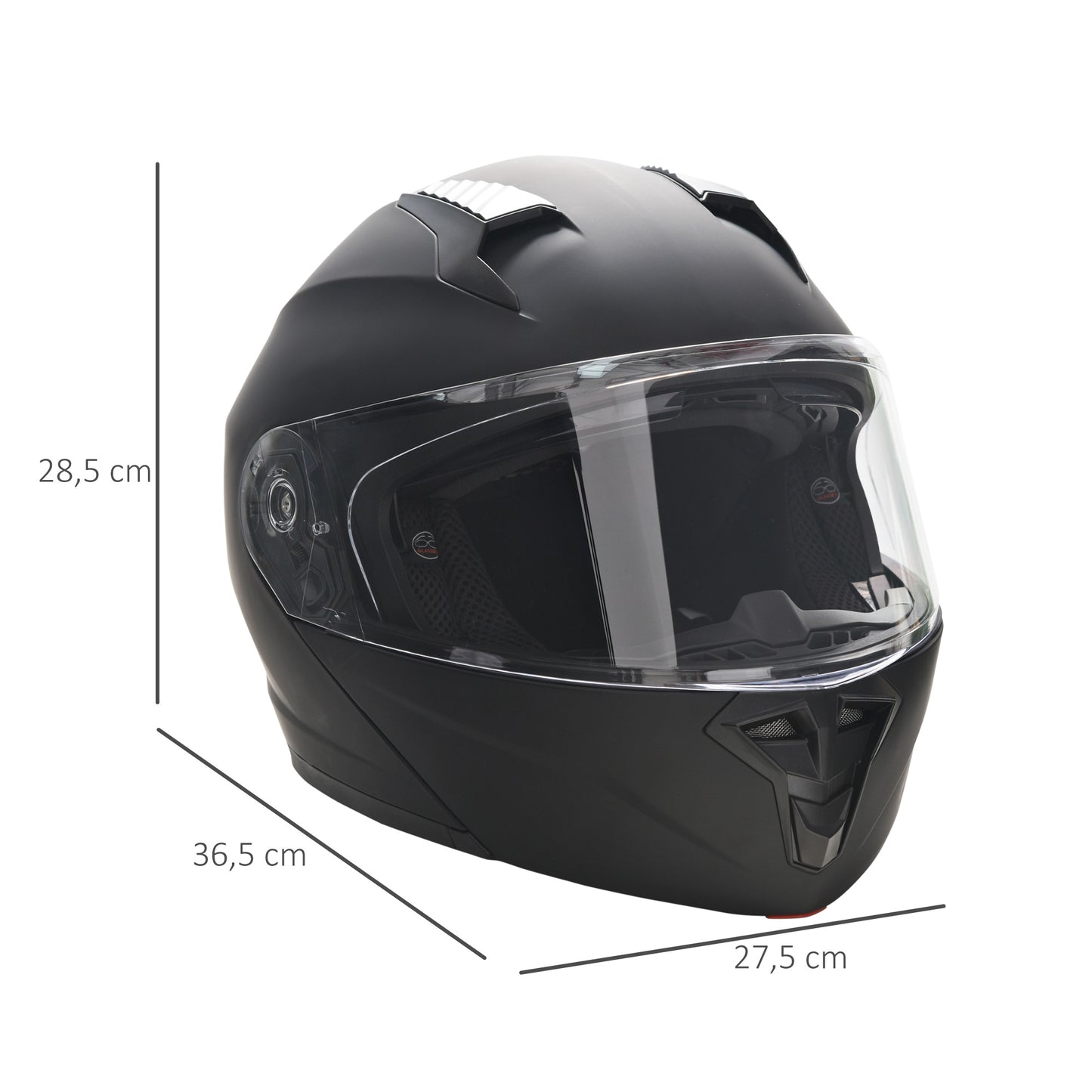 HOMCOM Capacete de Moto Integral Tamanho XL-61-62cm Capacete de Motocicleta com Dupla Viseira Cabeçote Anticolisão com Certificação Europeia Unisex Cor Preta