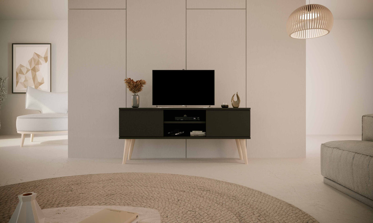 Móvel de TV "TORONTO" de 120 cm - Preto - Design Nórdico