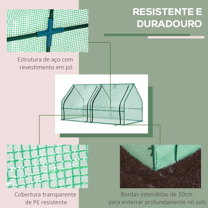 Outsunny Estufa de Jardim Terraço 180x90x90 cm Tipo Casa Tubo de Aço com 2 Janelas Estufa Pequena para Cultivo de Plantas e Verduras Verde