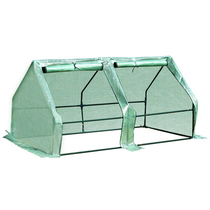 Outsunny Estufa de Jardim Terraço 180x90x90 cm Tipo Casa Tubo de Aço com 2 Janelas Estufa Pequena para Cultivo de Plantas e Verduras Verde