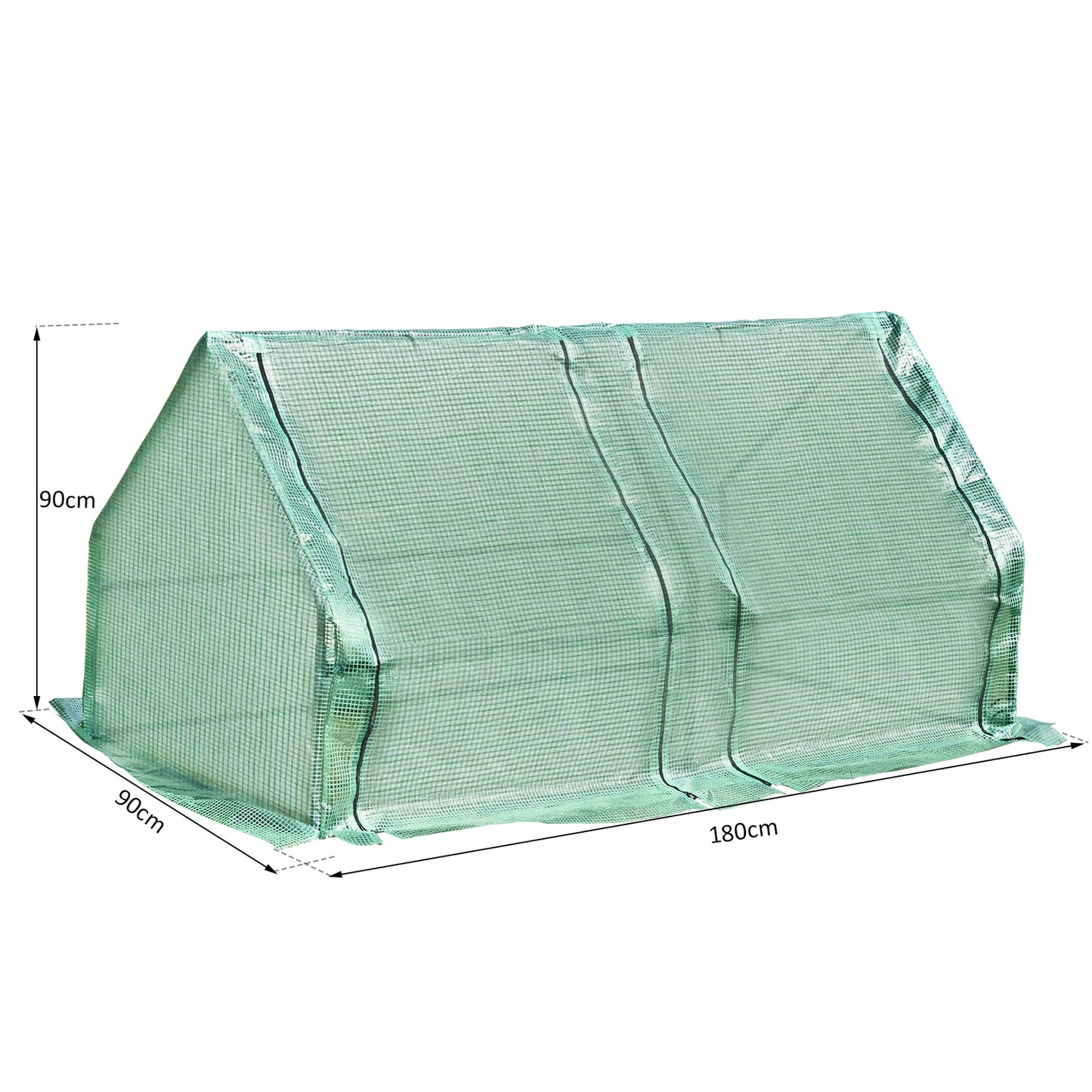 Outsunny Estufa de Jardim Terraço 180x90x90 cm Tipo Casa Tubo de Aço com 2 Janelas Estufa Pequena para Cultivo de Plantas e Verduras Verde