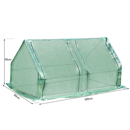 Outsunny Estufa de Jardim Terraço 180x90x90 cm Tipo Casa Tubo de Aço com 2 Janelas Estufa Pequena para Cultivo de Plantas e Verduras Verde