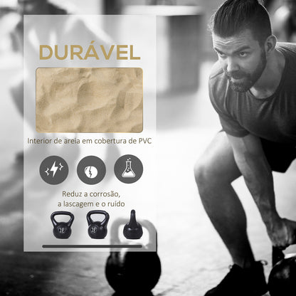 HOMCOM Peso Russo de 8 kg Kettlebell Preenchido de Areia com Punho Largo e Antiderrapante para Exercícios e Treinos em Casa e Ginásio 22x17x24 cm Preto