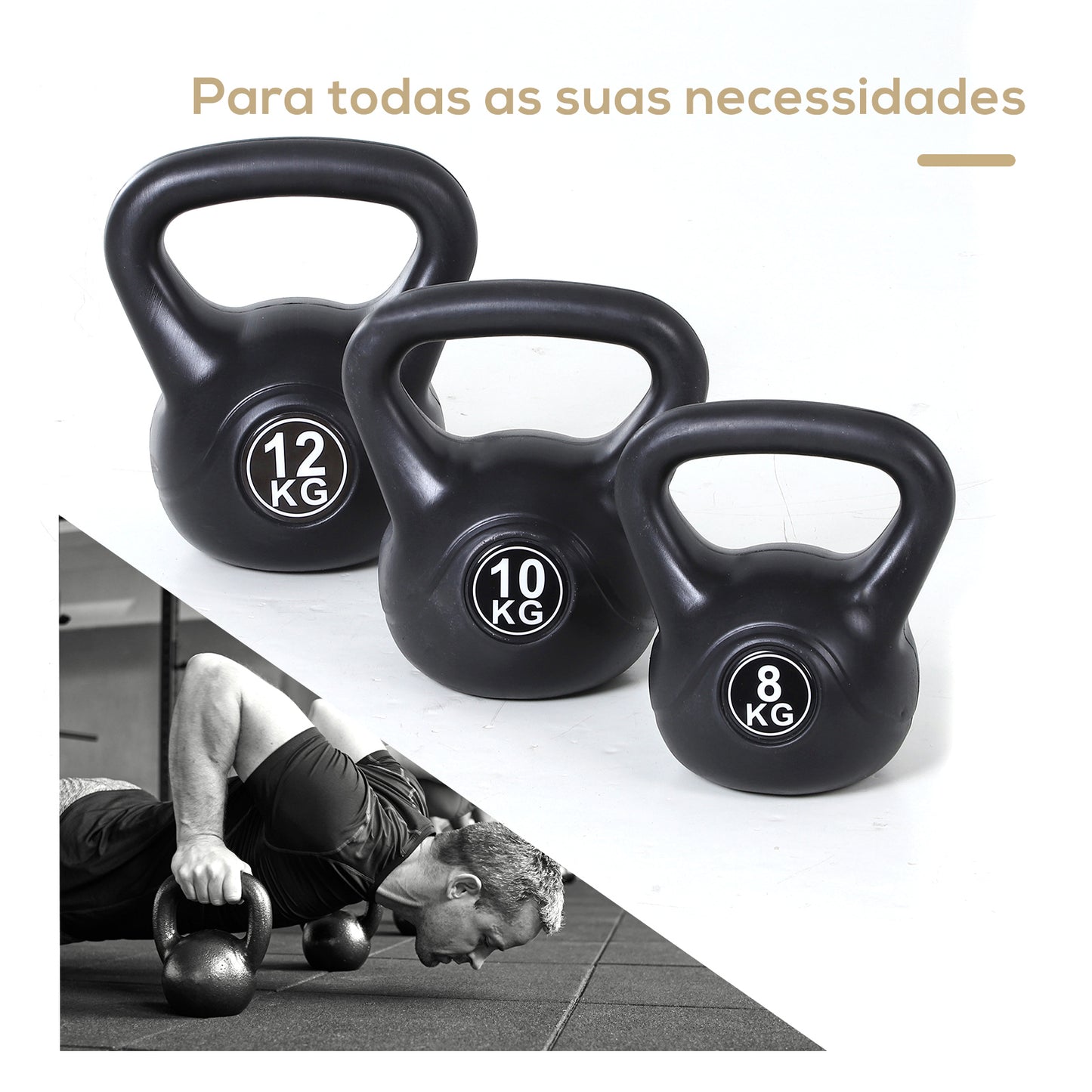 HOMCOM Peso Russo de 8 kg Kettlebell Preenchido de Areia com Punho Largo e Antiderrapante para Exercícios e Treinos em Casa e Ginásio 22x17x24 cm Preto