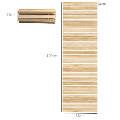 Outsunny Estrado de Ripas de Madeira 120x38 cm Estrado de Ripas Enrolável para Exteriores Resistente às Intempéries Decoração de Jardim para Praia Casamento Festa Natural