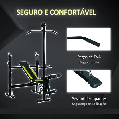 HOMCOM Banco de peso reclinável multifuncional para treinamento e musculação 175x110x202 cm preto