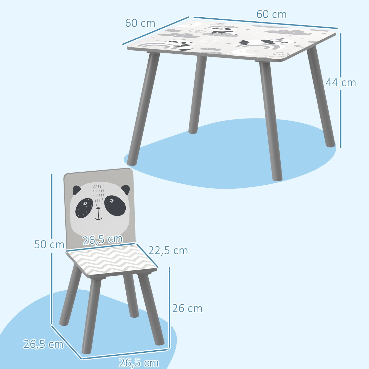 Conjunto de Mesa e Cadeiras para Crianças de 3 Peças Mesa Infantil com 2 Cadeiras Conjunto de Móveis para Atividades com Crianças de 3-8 Anos para Dormitório Sala de Jogos Cinza