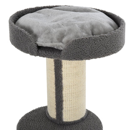 PawHut Arranhador para Gatos Altura 91 cm Arranhador para Gatos de 3 Níveis com Ninho Plataforma e Poste de Sisal 45x45x91 cm Cinza