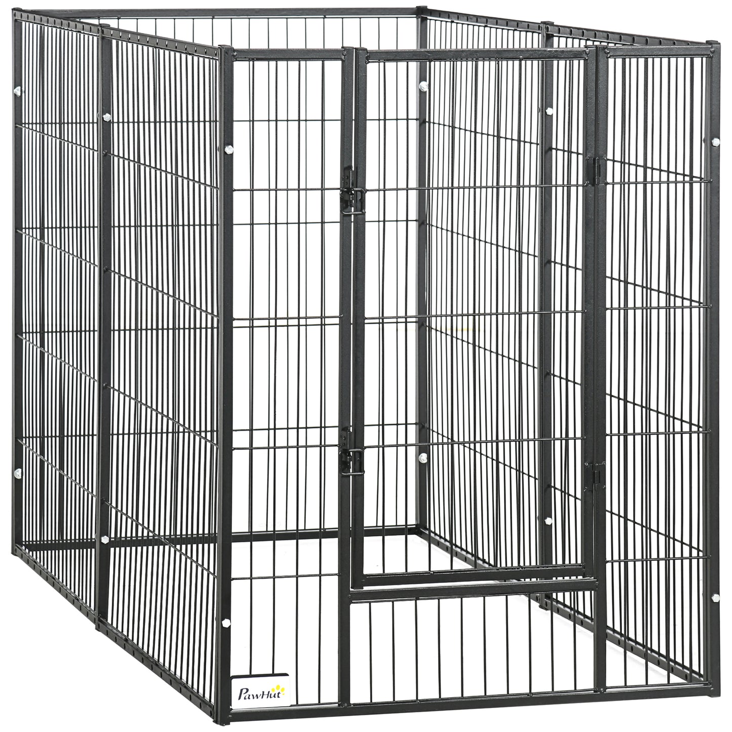 PawHut Parque para Cães de 6 Painéis Gaiola de Metal para Animais de Estimação com Largura Ajustável e Estrutura de Aço 82,5-150x79x101 cm Preto