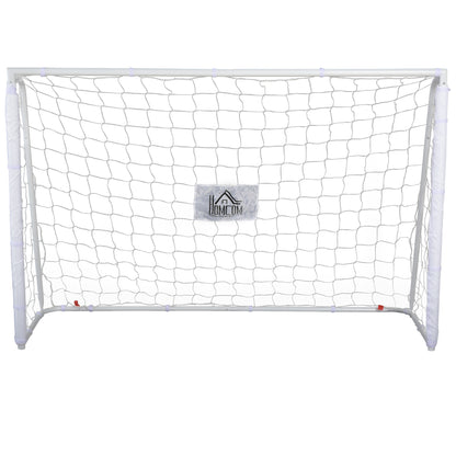 HOMCOM Baliza de Futebol Baliza de Futebol com Suporte de Metal e Rede para Treino e Diversão de Futebol no Jardim Ar Livre 186x62x123 cm Branco