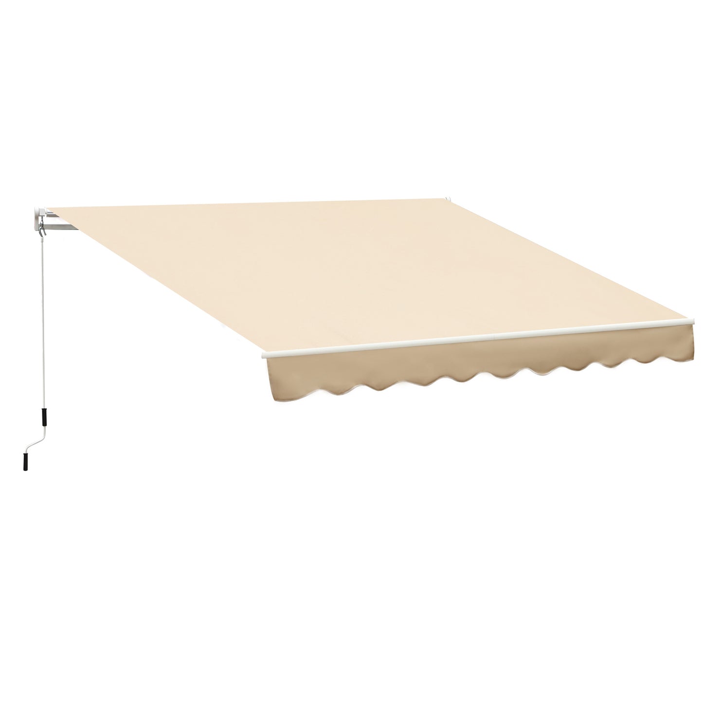 Outsunny Toldo Manual Retrátil com Manivela 295x245cm Toldo Enrolável Alumínio com Proteção Solar para Janela Portas Balcão Terraço Exterior Bege