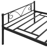 Estrutura de Cama Individual de Metal 31cm para Colchão 90x190cm com Cabeceira com Forma de Mariposa Estrutura de Cama com Espaço em Baixo de Armazenamento 95x196x100cm Preto