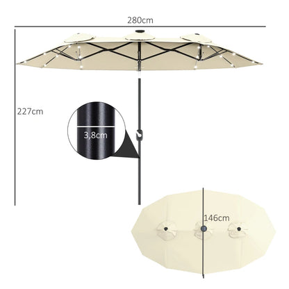 Guarda-Sol Duplo "Skagen" com Luzes LED - 280x146x227 cm - Bege