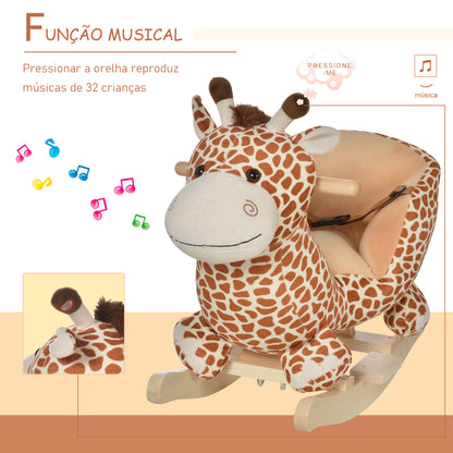 HomCom® Cavalito de Baloiço bebé +18 meses Cadeira de Baloiço de Girafa 60x33x45cm