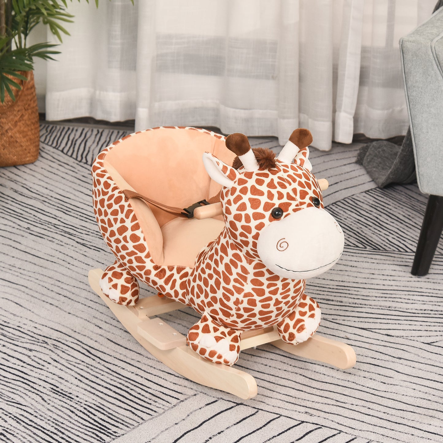 HomCom® Cavalito de Baloiço bebé +18 meses Cadeira de Baloiço de Girafa 60x33x45cm